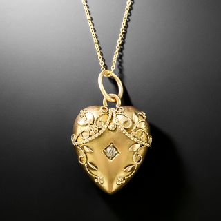 Victorian Puffed Heart Pendant, English - 2