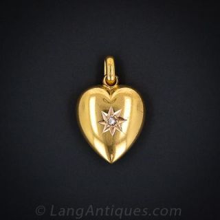 Victorian Puffed Heart Pendant with Diamond