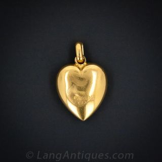 Victorian Puffed Heart Pendant with Diamond