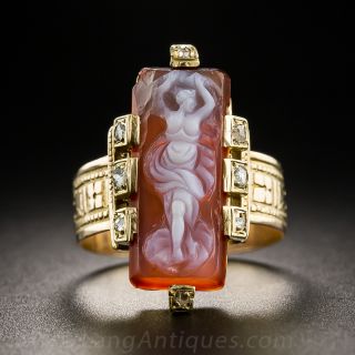 Victorian Rectangular Hardstone Cameo Ring 