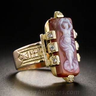 Victorian Rectangular Hardstone Cameo Ring 