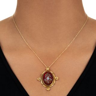 Victorian Red Enamel Pendant