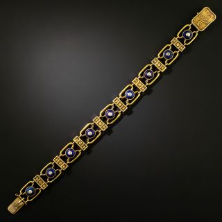 Victorian Renaissance Revival Lapis and Diamond Link Bracelet, English - 2