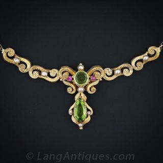 Victorian Peridot Gold Necklace 
