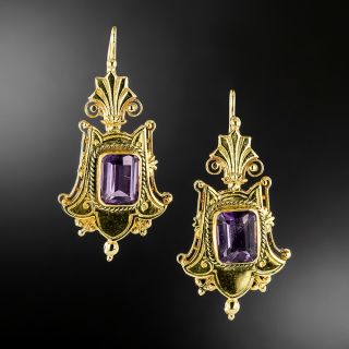Victorian Restrospective Amethyst Dangle Earrings - 2