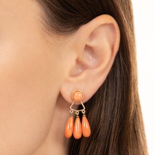 Victorian Retrospective Day & Night Coral Dangle Earrings 