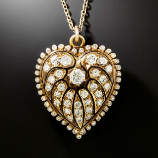 Victorian Retrospective Diamond and Enamel Heart Pendant/Brooch - 2