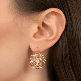 Victorian Retrospective Diamond Scroll Earrings
