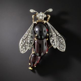 Victorian Retrospective Garnet and Diamond Bug Brooch - 2