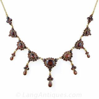 Victorian Retrospective Garnet Fringe Necklace