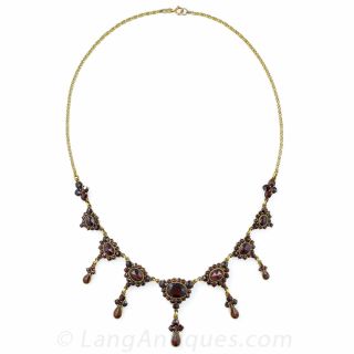 Victorian Retrospective Garnet Fringe Necklace