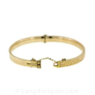 Victorian Retrospective Gold Bangle Bracelet