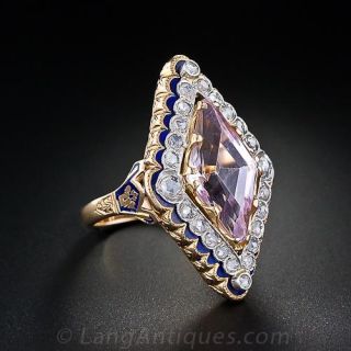 Victorian Retrospective Kunzite and Enamel Ring