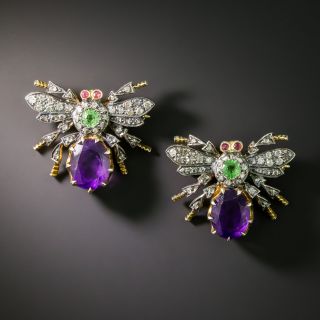 Victorian Retrospective Multi-Gem Bees Brooches - 5