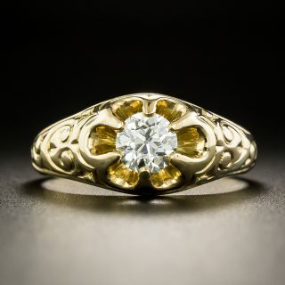 Victorian Revival .75 Carat European -Cut Diamond Solitaire - GIA J VS2 - 2