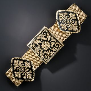 Victorian Revival Black Enamel and Seed Pearl Bracelet - 6