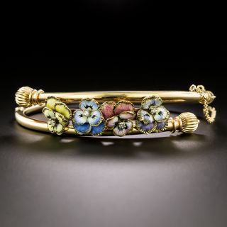 Victorian Revival Enamel Pansy and Diamond Bracelet - 2