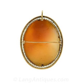 Victorian Revival Shell Cameo Brooch / Pendant