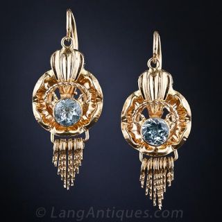 Victorian Revival Style Aquamarine Earrings