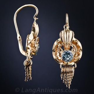 Victorian Revival Style Aquamarine Earrings