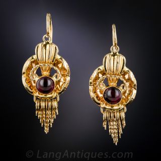 Victorian Revival Style Gold and Garnet Earrings