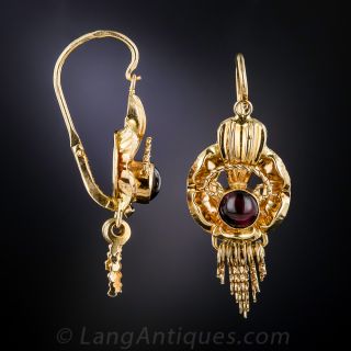 Victorian Revival Style Gold and Garnet Earrings