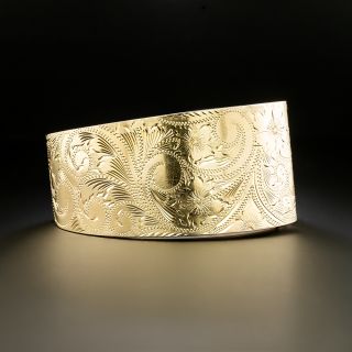 Victorian Revival Wide Engraved Bangle Bracelet - 2