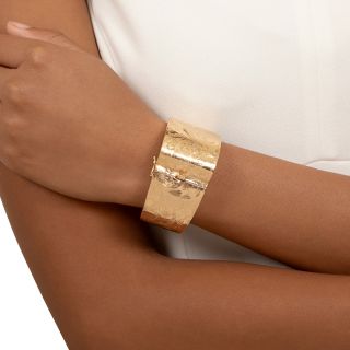 Victorian Revival Wide Engraved Bangle Bracelet