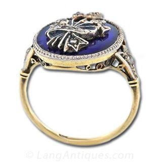 Victorian Ring with Enamel and Diamonds