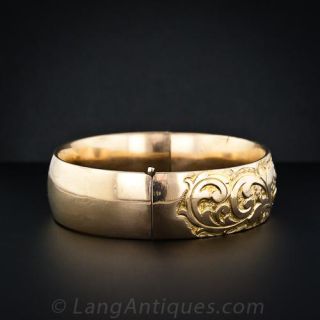 Victorian Rolled Gold Chased Bangle Bracelet