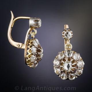 Victorian Rose-Cut Diamond Cluster Earrings