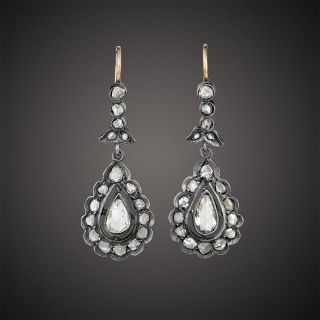 Victorian Rose-Cut Diamond Dangle Earrings - 3