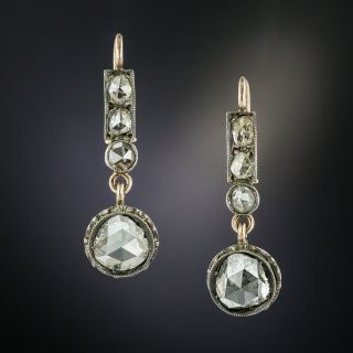 Victorian Rose-Cut Diamond Dangle Earrings - 0