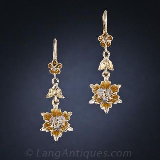 Victorian Rose Cut Diamond Dangle Earrings