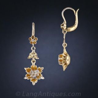 Victorian Rose Cut Diamond Dangle Earrings