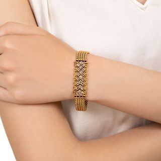 Victorian Rose-Cut Diamond Mesh Bracelet