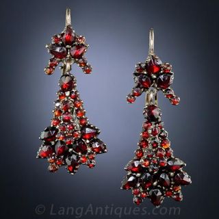 Victorian Rose-Cut Garnet Gilt Earrings