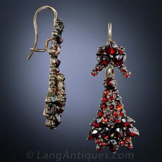 Victorian Rose-Cut Garnet Gilt Earrings