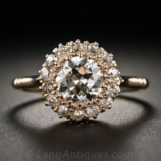 Victorian Rose Gold and Diamond Cluster Ring