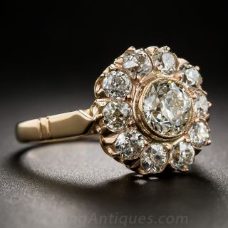 Victorian Rose Gold and Diamond Cluster Ring 