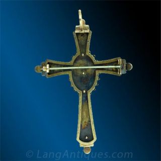 Victorian Rose Gold and Turquoise Cross