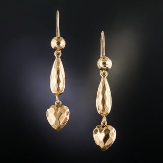 Victorian 9K Rose Gold Dangle Earrings - 2