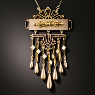 Victorian Rose Gold Dangle Necklace - 3