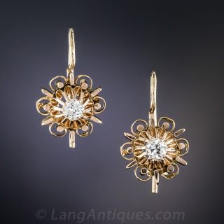 Victorian Rose Gold Diamond Earrings