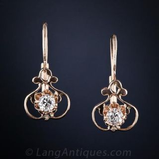 Victorian Rose Gold Diamond Earrings