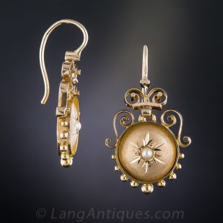 Victorian Rose Gold Seed Pearl Circlet Earrings