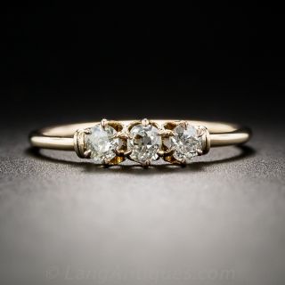 Victorian Rose Gold Three-Stone Diamond Ring