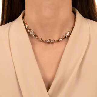 Victorian Rosy-Yellow Gold Plated Watch Chain 