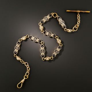 Victorian Rosy-Yellow Gold Plated Watch Chain  - 2