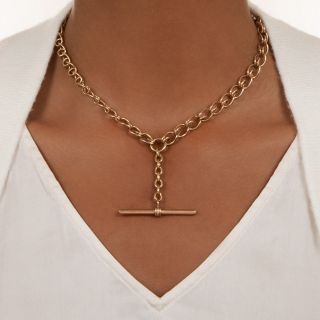 Victorian Rosy-Yellow Gold Watch Chain Necklace